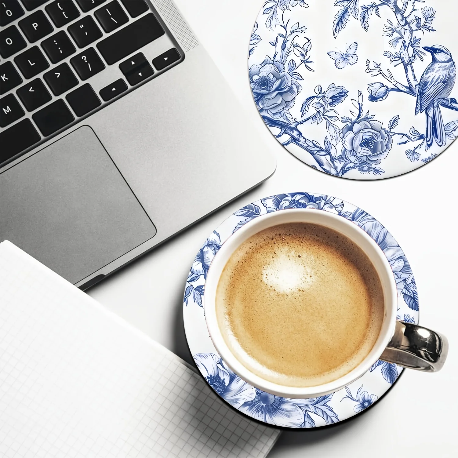 Minimalist Floral Bird Motif 2D Wooden Cup Mat Heat-Proof Skid-Resistant Surface Guard Dining Pub Cafe Workplace Ornament Gift
