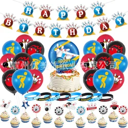 1set Bowling Themed Party Balloons Bowling Ball Birthday Banner Cake Topper For Baby Shower Boys Birthday Party Decor Supply