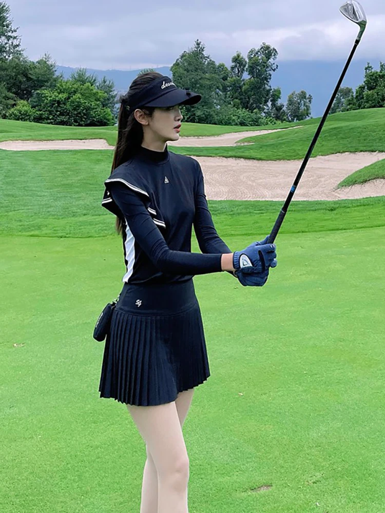 

SG Golf Suit Women's Suit Summer Ice Silk Breathable Quick-drying Long-sleeved Top Pleated Skirt Slim Fit Golf Women's Clothing