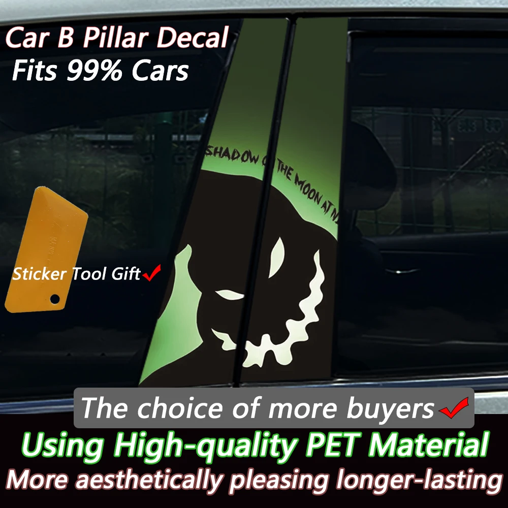 2PCS Monster Smile Shadow Car Window Sticker, Aesthetic Long-Lasting PET Decal, Universal Fit with Tool Gift