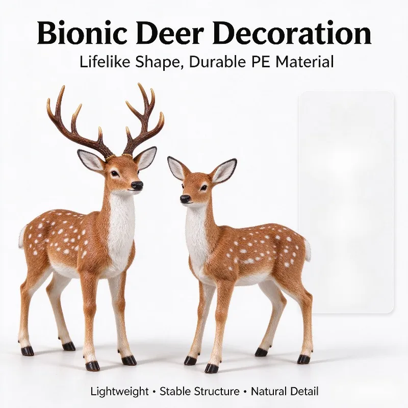 3D Bionic Deer Statue Outdoor Ornament Hunting Training Prop Yard Lawn Park Landscape Decoration Model