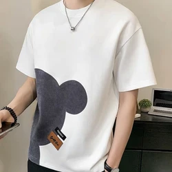 Men's Clothing Pullovers Loose Round Neck Simplicity Handsome Straight Printing Fashion Casual Streetwear T-Shirts Sprung Summer