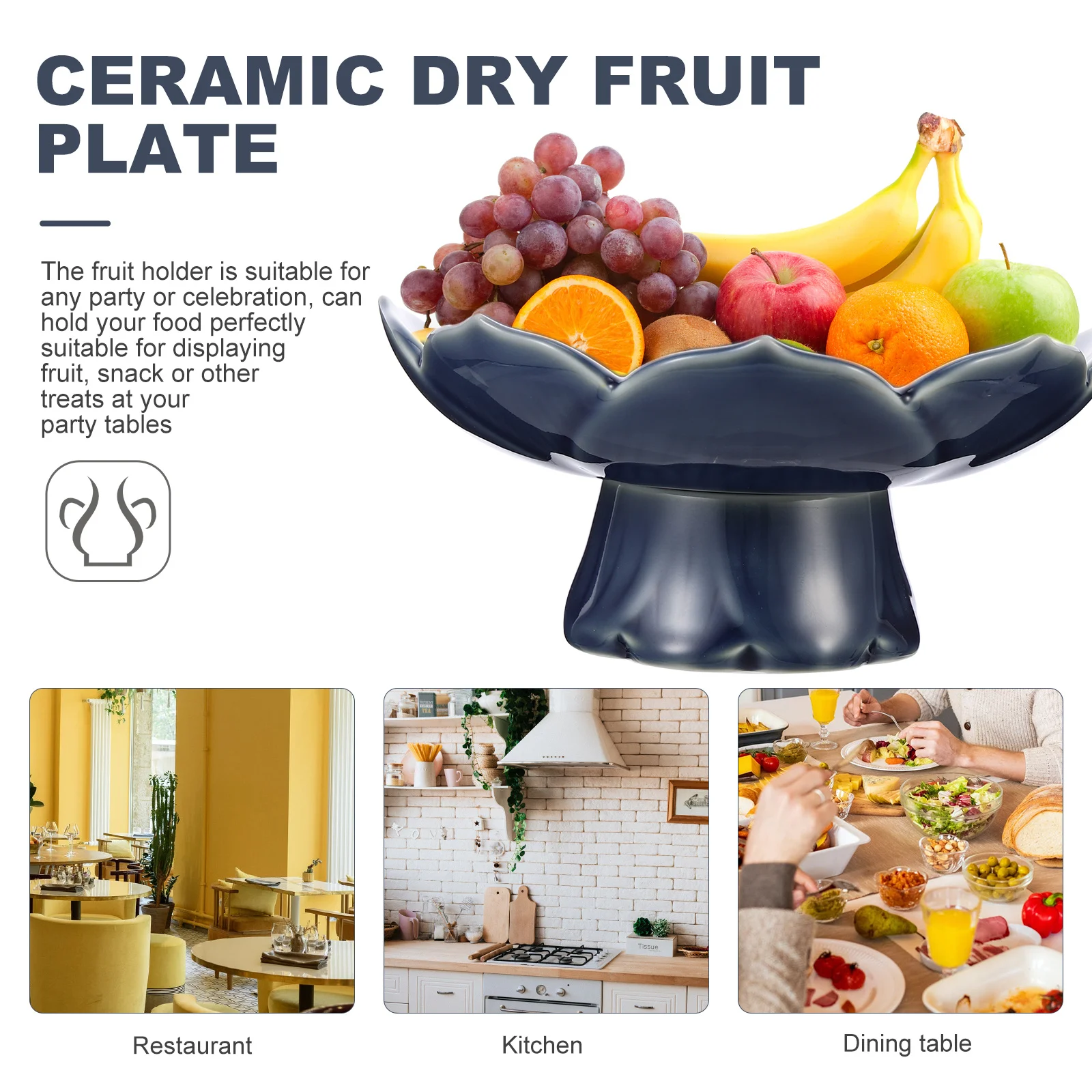 

Chinese Style Lotus Design Footed Fruit Bowl Ceramic Plate Household Kitchen Snack Serving Tray Fruit Bowl Household Food Plate