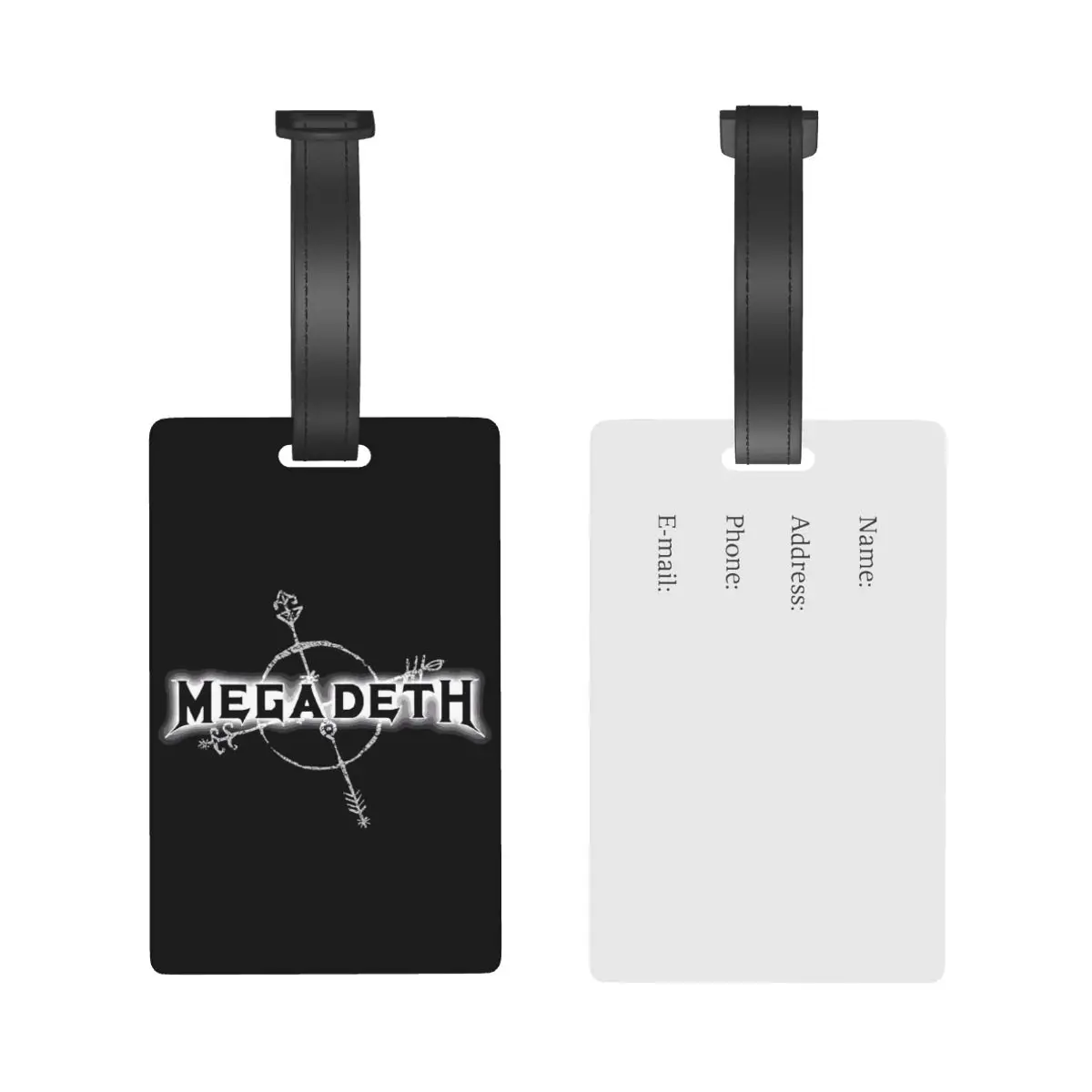 Megadeth-Étiquettes de bagage en PVC, accessoires de valise de voyage mignons, étiquette d'embarquement de bagages, porte-étiquette portable, nom d'identification, adresse