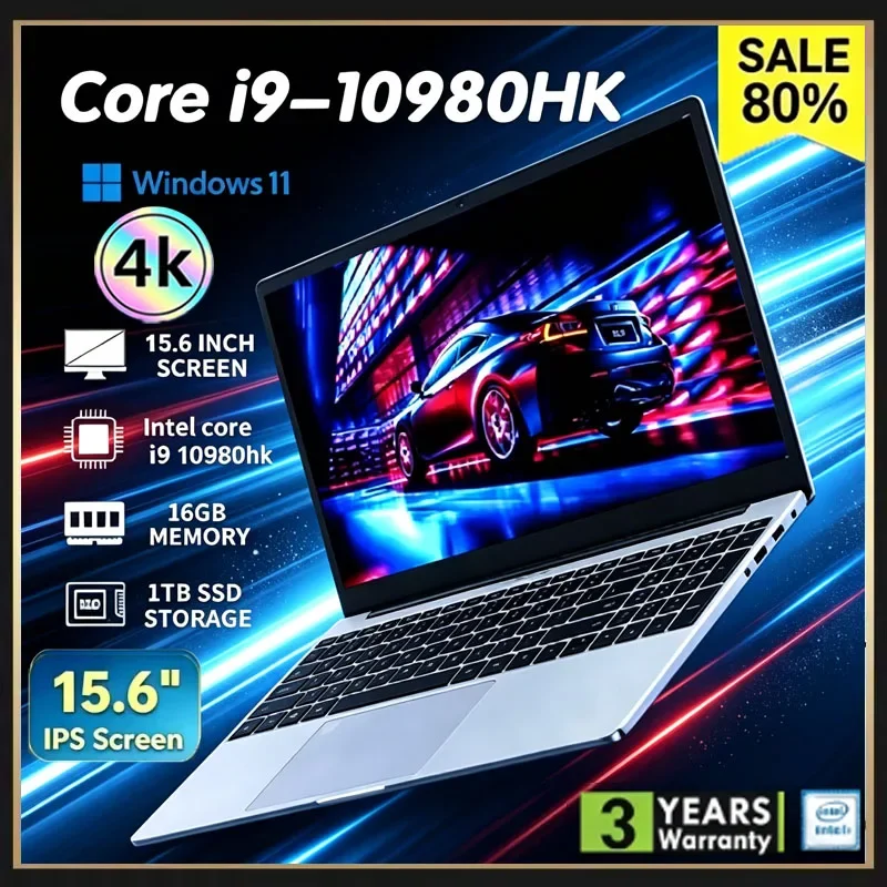 2026 New Backlit Fingerprint Unlock Laptop Intel I9-10980HK 15.6 Inch Windows 11 Office Study NoteBook Gaming Computer PC