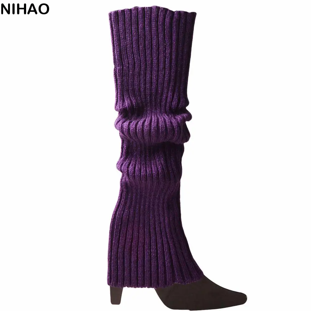 

Elastic Candy Color Halloween Costume Accessories Girls Autumn Lolita Foot Cover Women Hosiery Wool Leg Warmers Knitted Socks