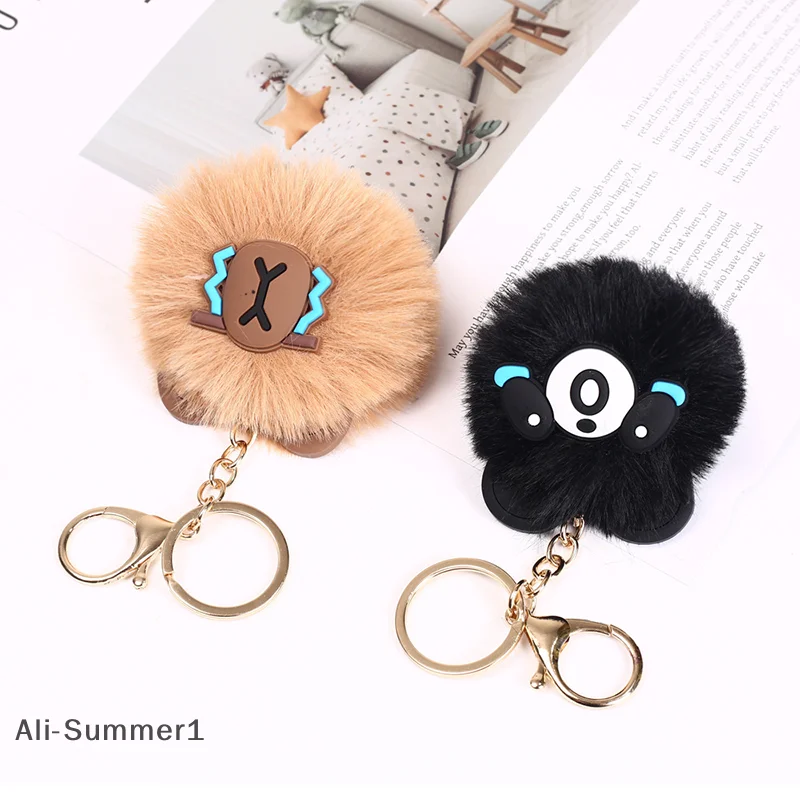 【E】귀여운 우는 카피발라 키체인 카와이 미니 플러시 카피발라 키체인 여성 남성 백팩 펜던트 자동차 액세서리 키체인 선물