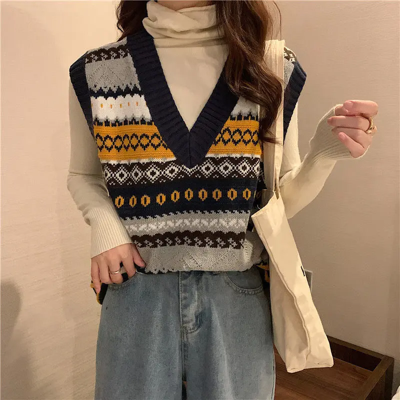 Жаккардовый женский свитер, жилет, новинка в рекламной одежде, винтажный классический шерстяной теплый пуловер для путешествий, женский вязаный жилет