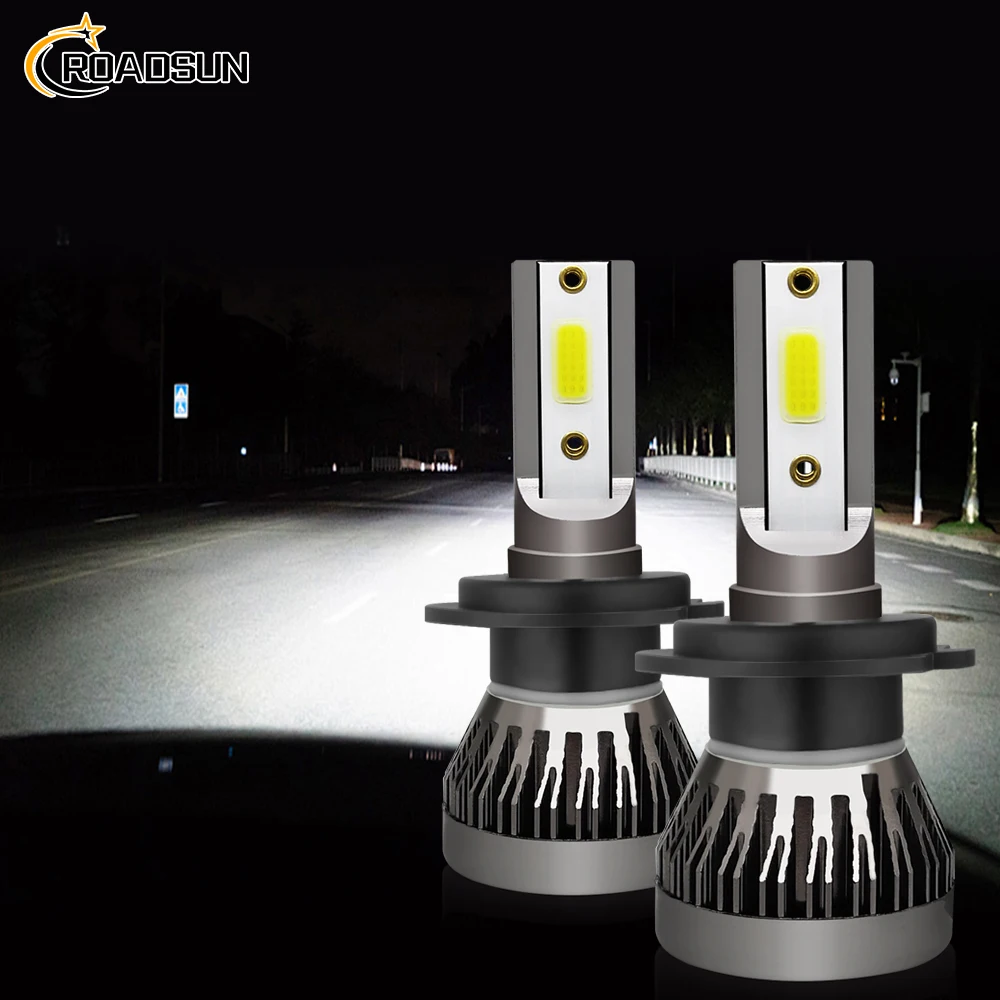 2PCS LED-Scheinwerferlampen 30000LM H7 6000K Weiß 12-24V Plug&Play Hochintensität COB Chips Stirnlampe