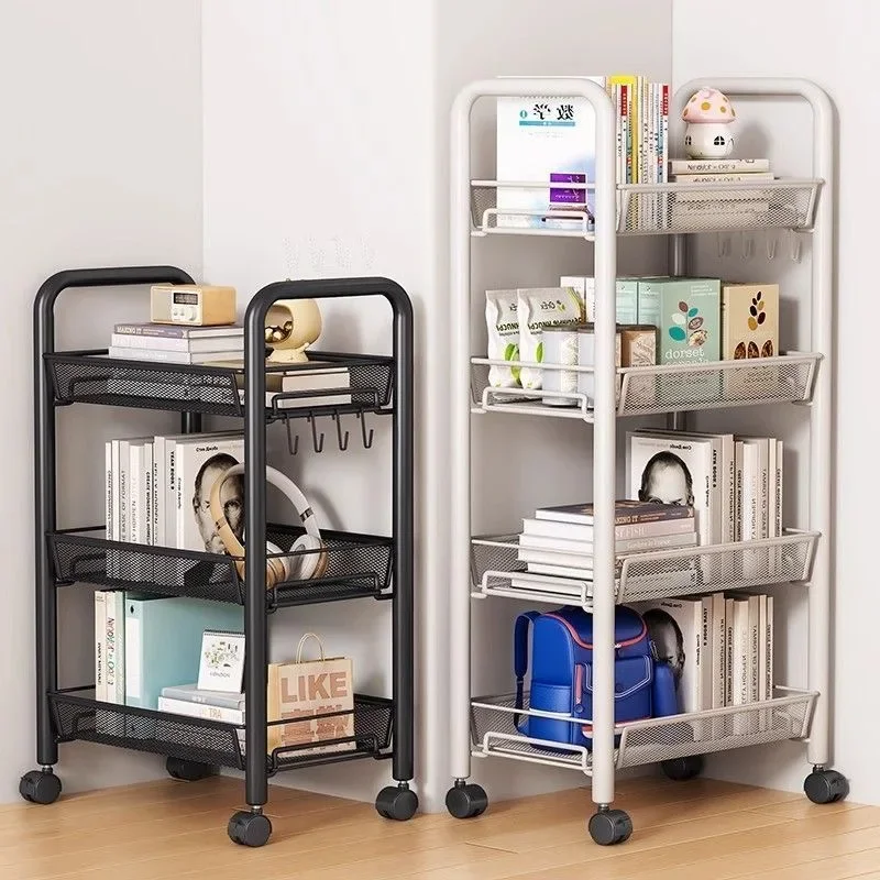 رف تخزين عربة المنزل لغرفة المعيشة رف منظم حديدي متعدد الطبقات لتخزين الحمام عربة متعددة الوظائف بعجلات #4