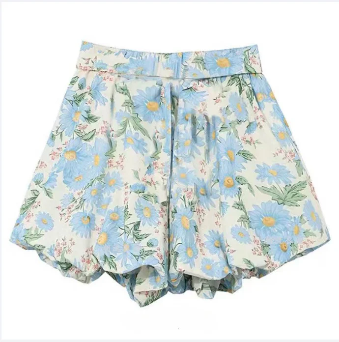 2026 New Women Spring Print chiffon Skirts sweet Boho Pleated ruffled skirts Plus size Korean Flower party skirts
