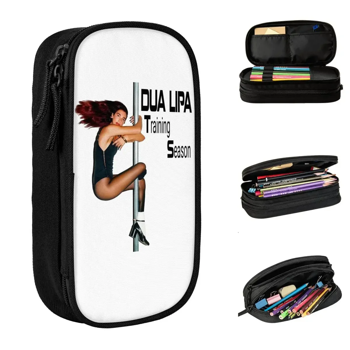 D-Dua Lipa Singer Pencil Case Creative Training Season Album Pen Holder Bag Girl Boy Big Capacity Office Gift Pencil Box