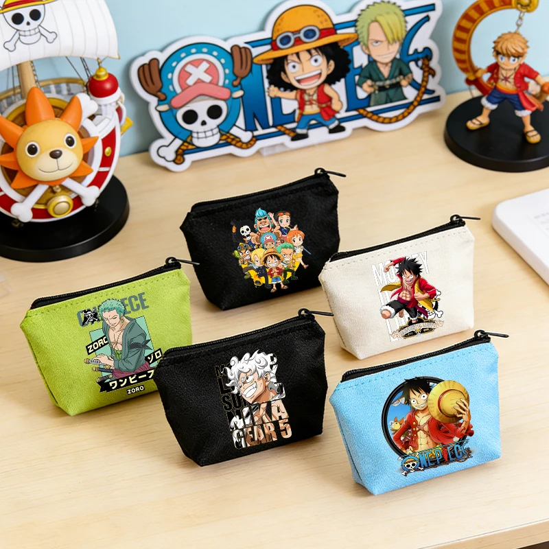 

Ones Piece Wallet for Anime Zoro-Luffy-Boys Man Cute Games Kids Zipper Canvas Key MoneyBag Pocket Man Hand-held Small Coin Purse