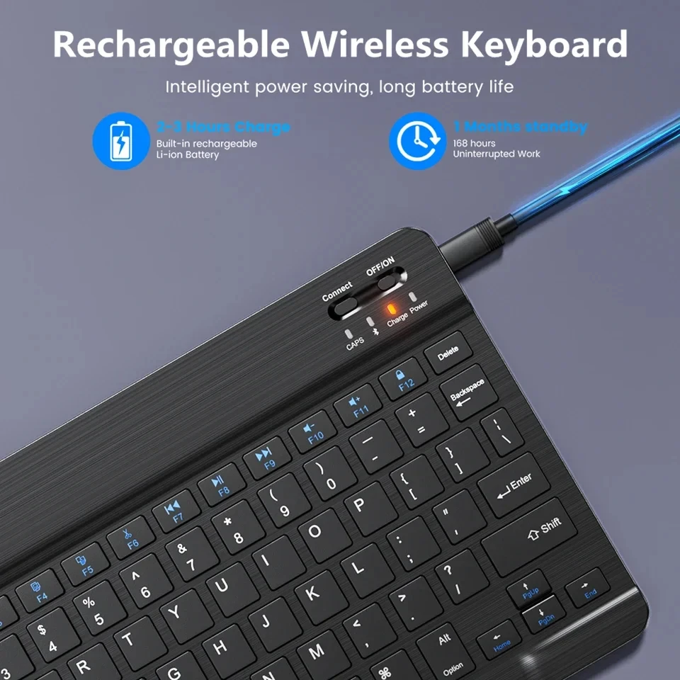 Mini Rechargeable Wireless Keyboard Bluetooth Keyboard For Mobile Phones Tablet Russian Spanish Keyboard For Android ios Windows