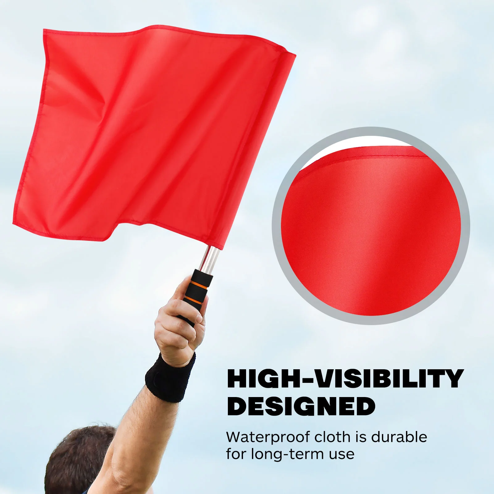 4 Pcs Soccer Referee Flags Outdoor Signal Waving for Racing Conducting Challenge Hand Red