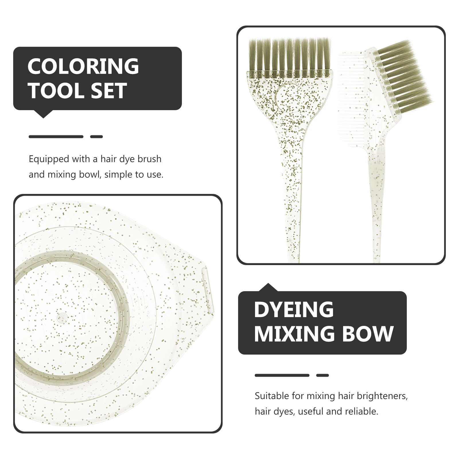 

1 set 1 Set Hair Coloring Tool Set Dye Brush Mixing Bowl Reusable Thickened Scale Design Easy Clean Salon Home Diy Kit