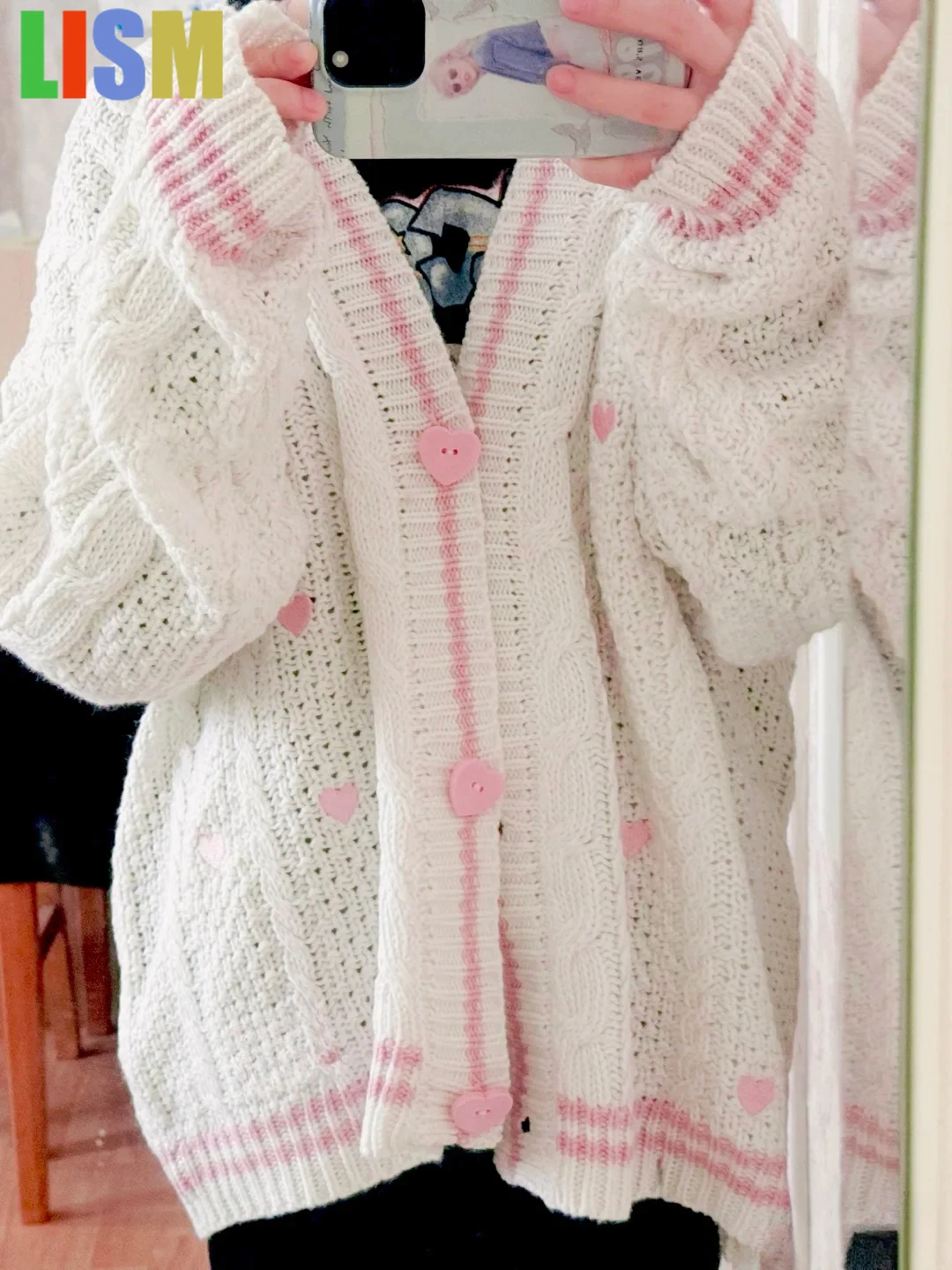 

LISM women's winter clothes y2k hoodies sweatshirt 2025 Lover Album Knitted Beige Valentine Cardigan 2000s clothes