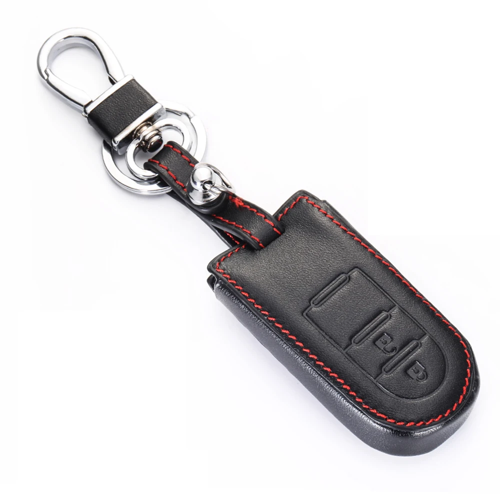 Leather Car Key Case Keychain Cover For Toyota Passo Pixis Joy Epoch Daihatsu Boon Move Cast Wake Thor Smart Remote Accessories