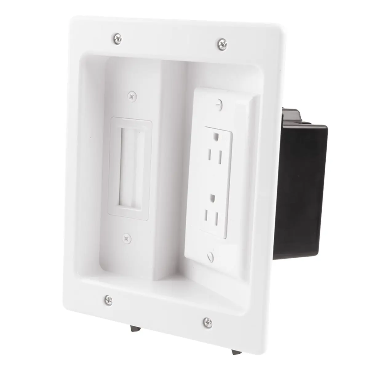 【AA58】 Recessed Outlet Box in Wall Cable Management Kit 15A 125V Hide TV Power Cables & Low Voltage Wires Behind the Wal