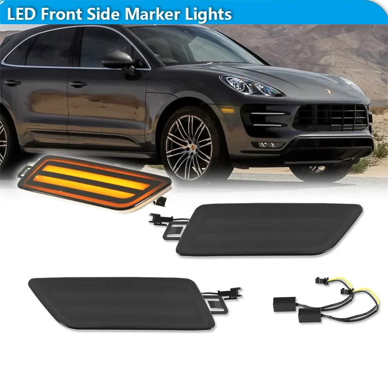 

For Porsche Macan Type 95B 2014-2024 Car LED Front Bumper Side Marker Turn Signal Lights Parking Lights Fender Flare Lamps 12V