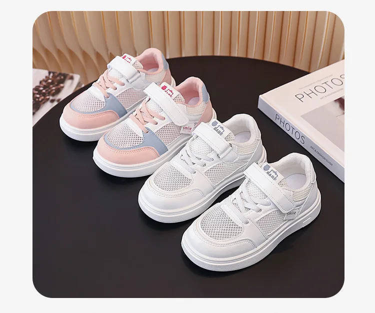 Kinder Weiße Schuhe 2026 Sommer Jungen Sportschuhe Mesh Atmungsaktive Boardschuhe Mädchen Hohle Freizeitsneaker Weiche Sohle Kinderschuhe – Detail 12