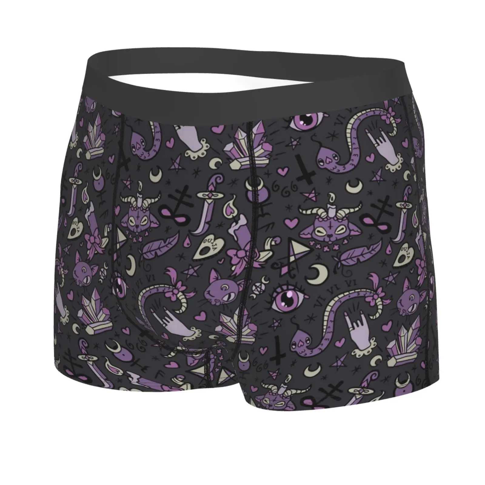 Magic Goth Spooky Gray Purple Black Underwear Men Breathbale Boxer Briefs Shorts Panties Soft Underpants for Homme