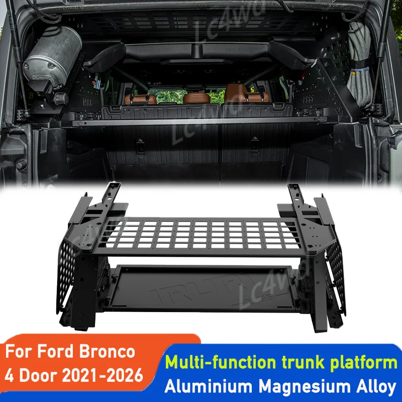 LC4WD-IRURI Aluminum Rear Trunk Cargo Rack w/ Table Function Luggage Carrier For Ford Bronco 2021-2026(Exclude Raptor and Sport)