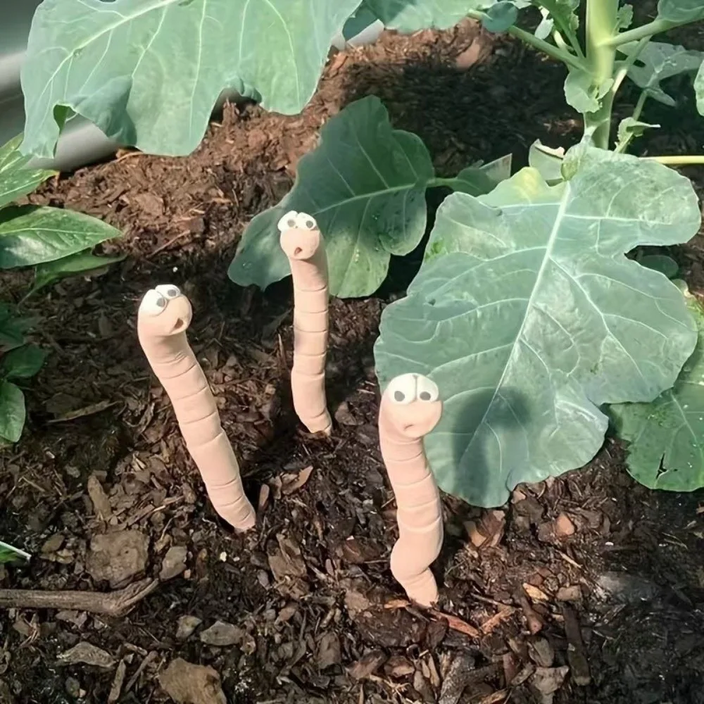 Cute Pla Soil Moisture Meter Pink Earthworm Design Humidity Monitor Ground Insertions Garden Moisture Meter Potted Plants