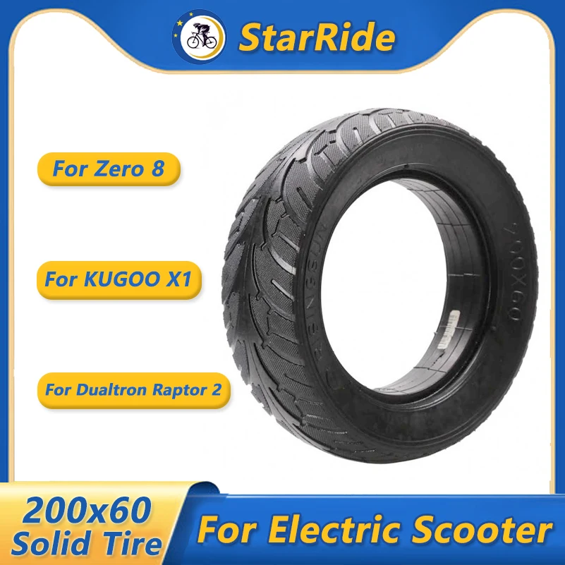 

200x60 Solid Tyre for Zero 8 KUGOO X1 Dualtron Raptor 2 Electric Scooter Accesories 8 Inch Explosion-proof Rear Wheel Tire Parts