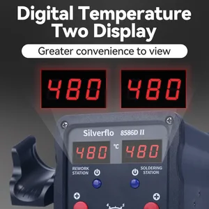 SILVERFLO 8586D 2 in 1 WELDING STATE, WELL AIR PLANE SOLD STATE WITH 2 DIGITAL DISPLAY, 10 MINUTE SUSPENSION MODE FOR SMD BACKGROUND 10 Main Sales Solder and Hot Air Station - №6