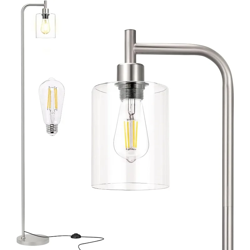 Stehlampen für Wohnzimmer-goldene Stehlampe mit Glas lampen schirm, moderne Stehlampe mit LED-Lampen, heller Industrie boden