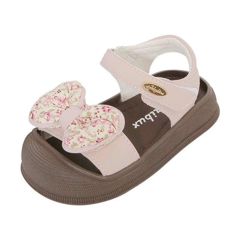 

Brand Cute Infant Girls Sandals Closed Toe Soft Sole Baby Princess Summer Dress Shoes With Bowtie-knot Toddler Woman Beach Shoes