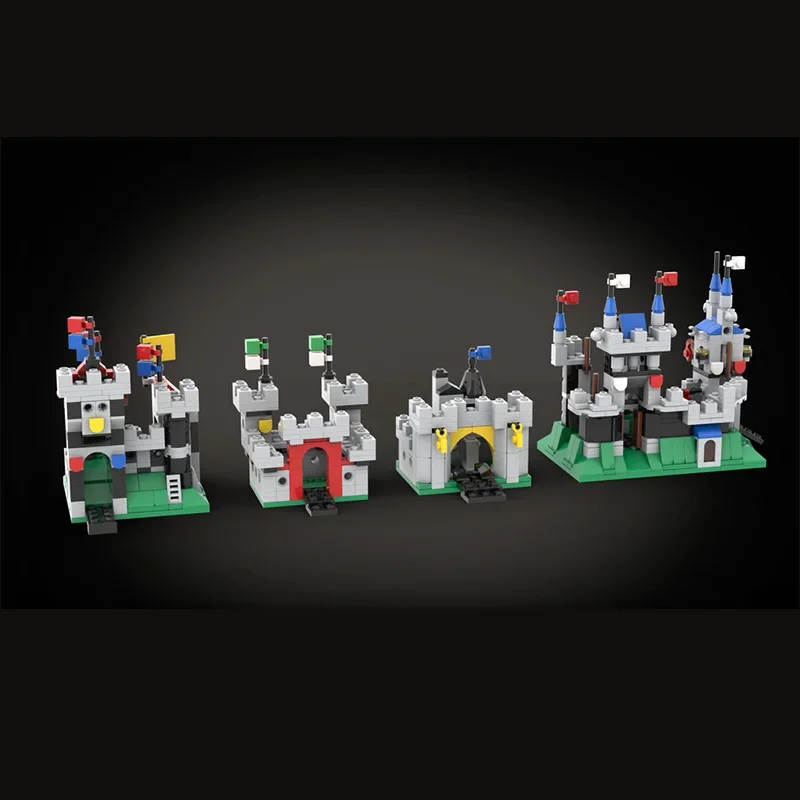 MOC-escena de calle arquitectónica Modular Retro creativa, Mini Castillo Medieval europeo, modelo de bloques de construcción, juguete para adultos, regalo de cumpleaños