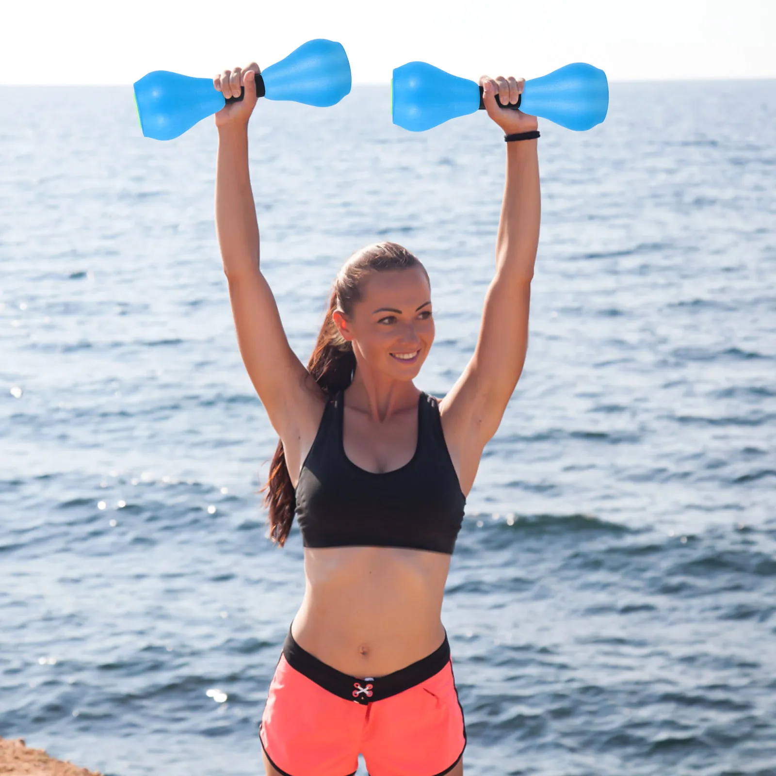 Water Aerobics Dumbbells 2 Pack EVA Foam Hand Weights for Women Swimming Pool Exercise Jogging Fitness