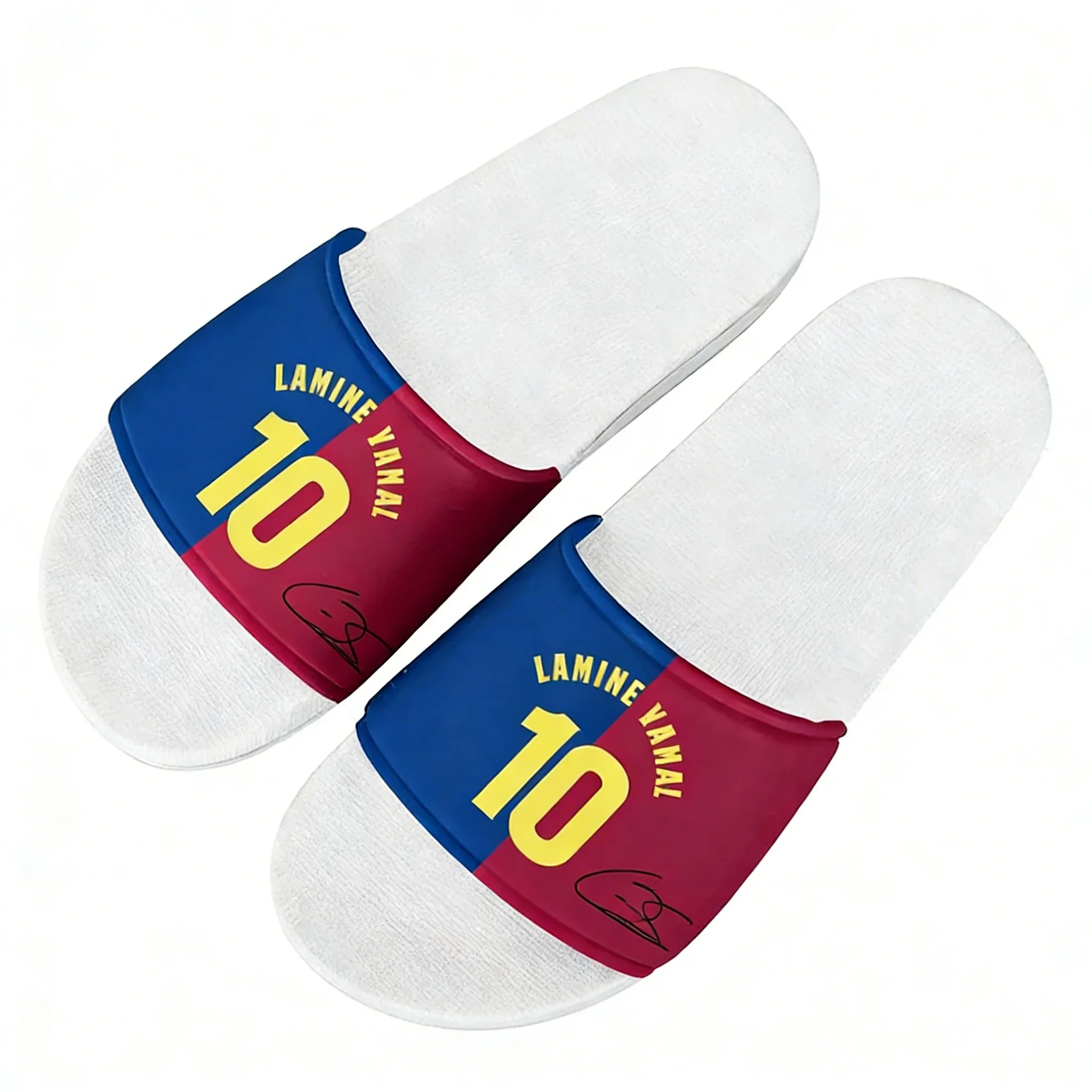 Yamal No.10 Slippers Man Woman Boy Girl Tailor Made Slides Sandals Spain Soccer Star Photo Customized Bath Shoe Water Shoe White
