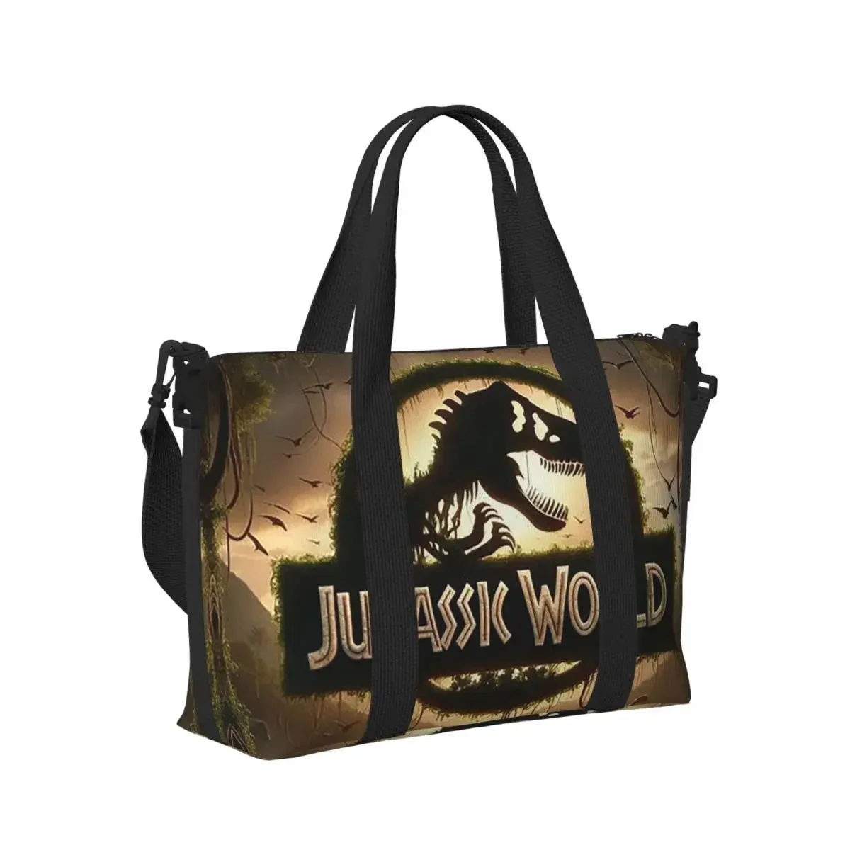 

Jurassic Park Dinosaur Print Beach Travel Bag Large Capacity Tote Bags for Gym Yoga Women Shopping Duffle Shoulder Bag