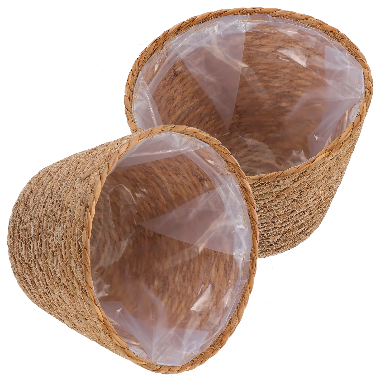 2 قطعة سلة للزهور المنسوجة للمزرعة سلة حاوية زراعة القش للنباتات الداخلية ملحقات تزيين المنزل الريفي #4