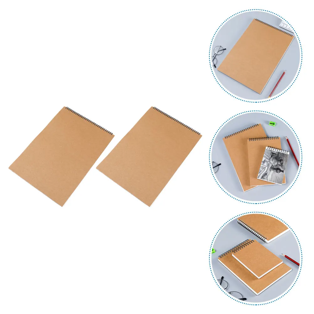 

2pcs Blank Sketch Book Coil Binding Drawing Pad Portable Thick Paper 360 Degree Turning Easy Carry For Students Art Journal