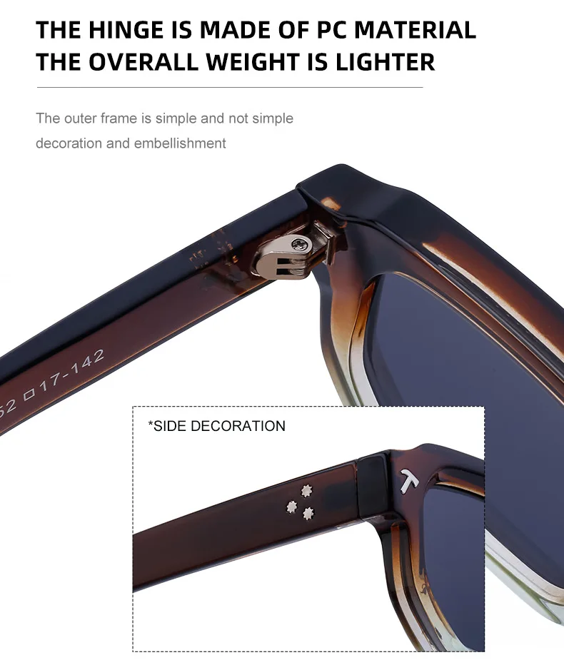 Polarisierte quadratische Sonnenbrille für Herren 2026 – Luxus-Designer-Neuheit, modische rechteckige Sonnenbrille für Damen, Fahrerbrille, Eyewear – Detail 8