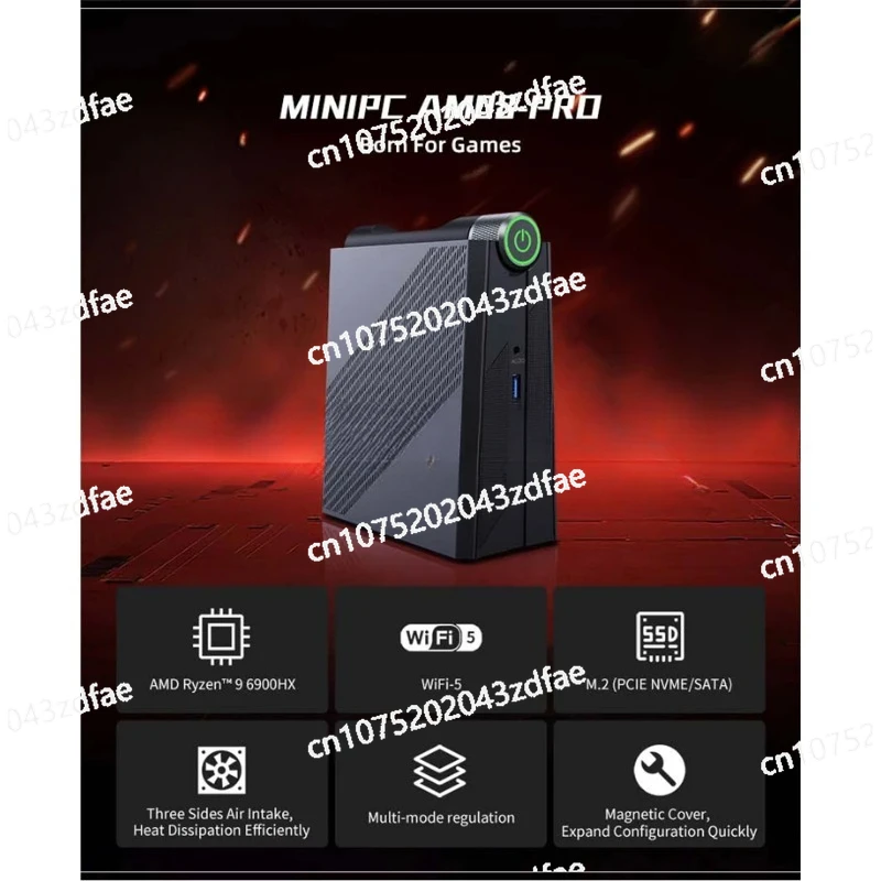 New AM08 PRO Gaming Mini Computer Ryze N 9 6900HX DDR5 * 2 4800MHz 32G/64G 512G 1TB M.2 2280 NVMe/NGFF Stand Up Mini Computer