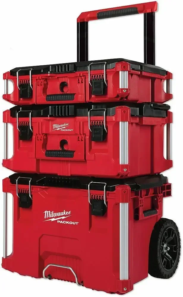 New Milwaukee 48-22-8400 Rolling Modular Stackable 3 Piece Tool Box Starter Kit