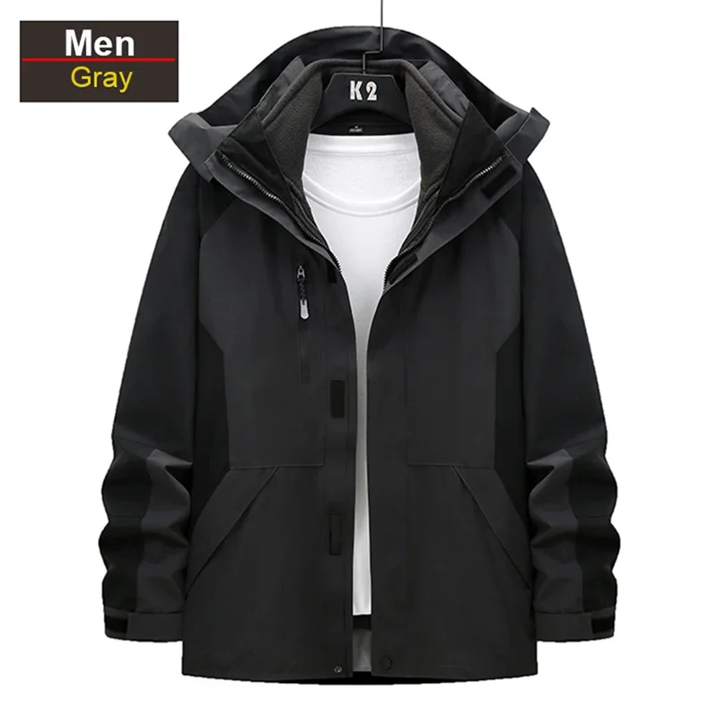 

Men's 3 In 1 Thick Hiking Jacket Waterproof Winter Windbreaker Outdoor Warm Camping Skiing Men Windproof Coat