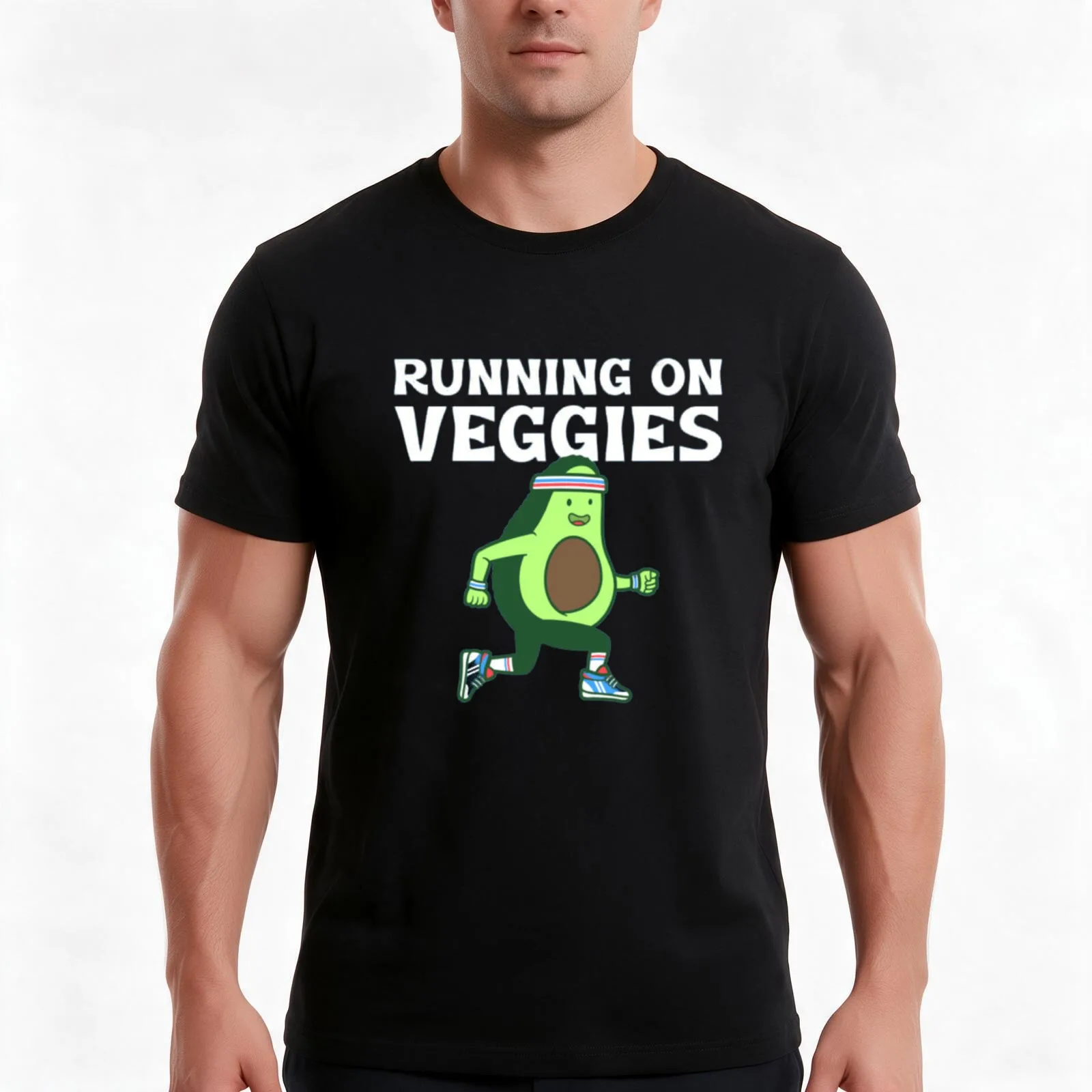 running on veggies T-Shirt, Summer Casual Cotton Tee, Oversized Streetwear Tops, Vintage Graphic Print, Loose Fit Short Sleeve