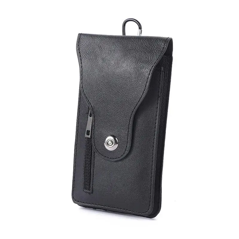 Leather Waist Bag Phone Pouch  Belt Clip Wallet Card Vintage Chest Packs For Men Buckle Mobile