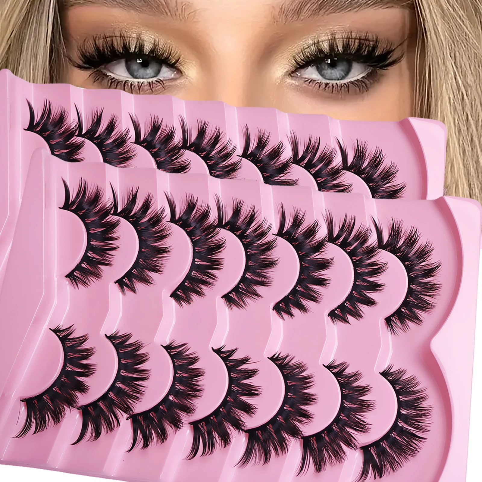 14 Paar/2er-Pack flauschige und dramatische falsche Wimpern, die wie verlängerte Wimpern aussehen