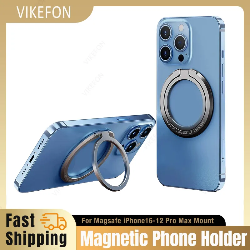 

Магнитный держатель для телефона с кольцом на палец, ленивая настольная складная подставка для мобильного телефона для Magsafe iPhone 16, 15, 14, 13, 12 Pro Max, кронштейн для пальца