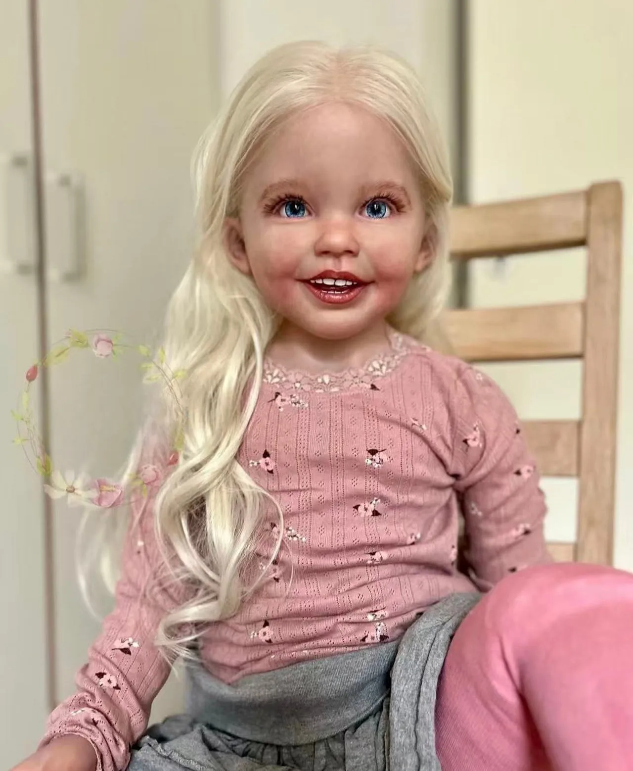 42in Realistic Painted Reborn Doll Kit Toddler Girl Rooted Blonde Hair DIY Gifts