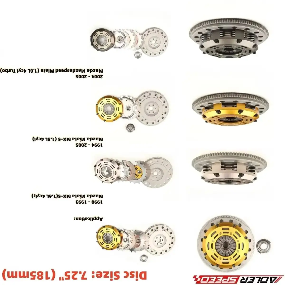 NSW ADLERSPEED 185mm Racing /Street Clutch Single/Twin/Triple Disc Kit For 90-05 Mazda Mazdaspeed Miata Miata MX-5 1.6L  1.8L