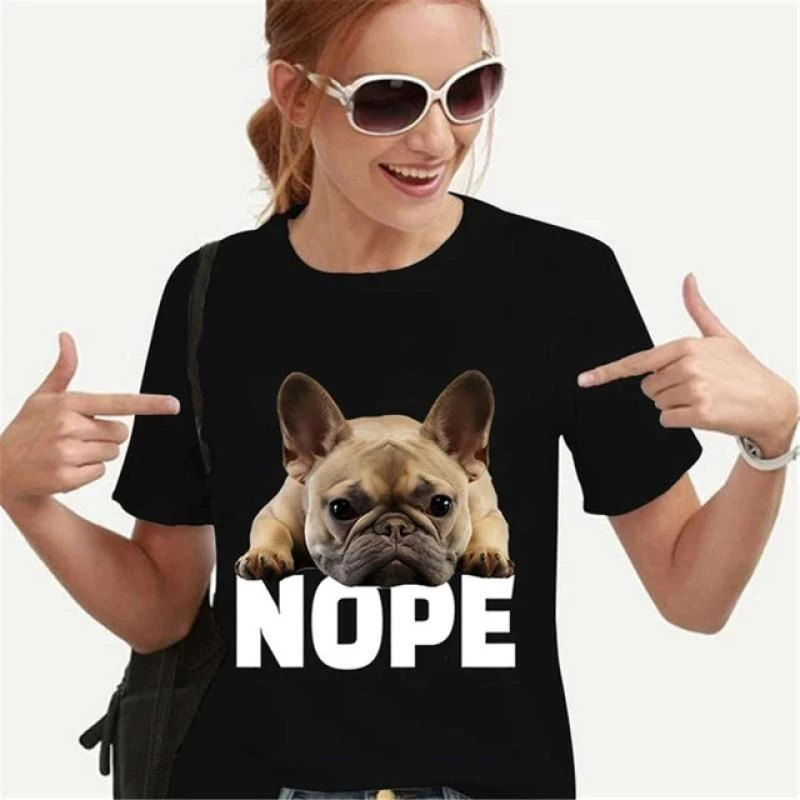 

Women's and Youth T-shirts with A French Bulldog Print, Featuring A Colorful Design, Suitable for Both Men and Women