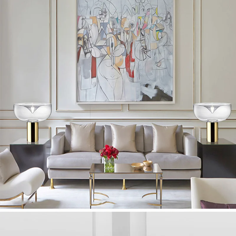 AELLA Table lights Nordic Clear glass art light Creative Swirl Design Gold Hardware Plating Restaurant Living Room bedroom lamp